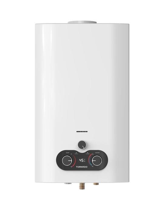 سخان غاز تورنيدو 10 لترانبوبه امان ديجيتال مدخنه- ابيض GHE-C10CTE-W